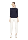 Contrast Back Zip Wool Knit Sweater