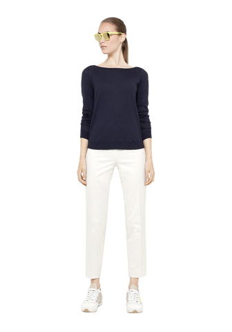 Contrast Back Zip Wool Knit Sweater