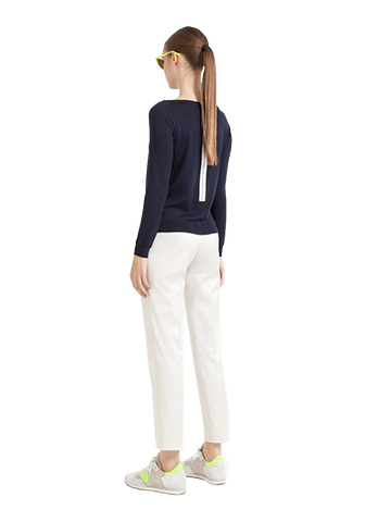 Contrast Back Zip Wool Knit Sweater