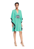 Jewel Detail Silk Georgette Caftan